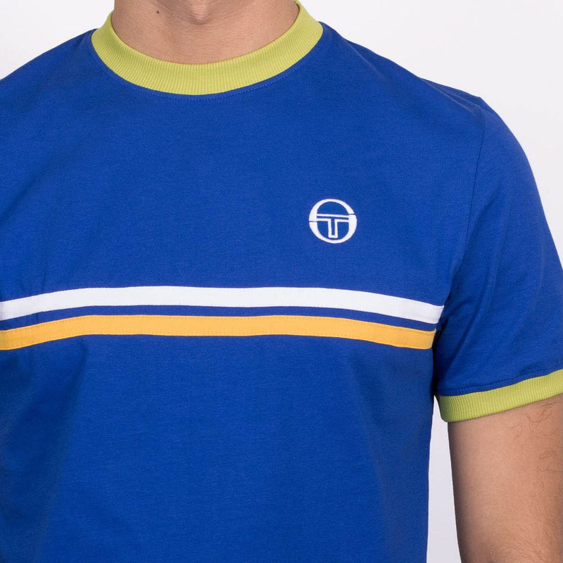 Sergio Tacchini New Supermac T-Shirt Nautical Blue and Dark Citron