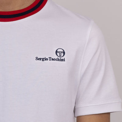 Sergio Tacchini Rainer FC T-Shirt White/ Maratime Ble / Adrenaline Rush