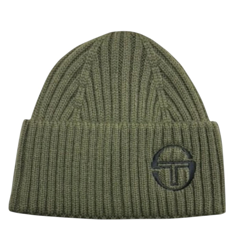 Sergio Tacchini Seppi Ribbed Turn Up Beanie Avacado / Black