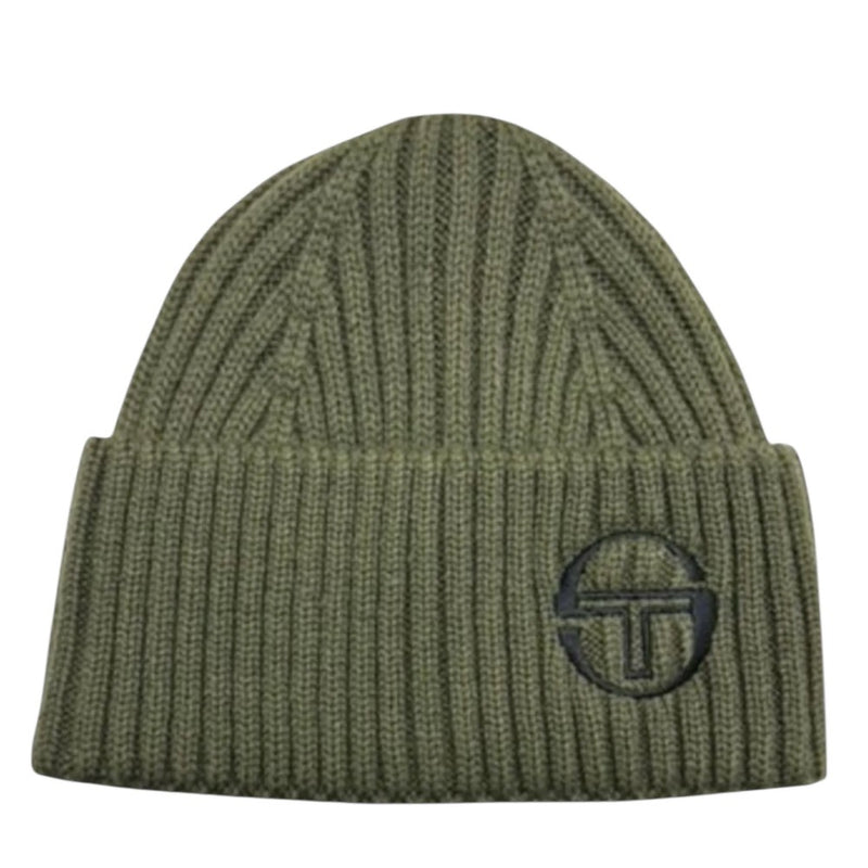 Sergio Tacchini Seppi Ribbed Turn Up Beanie Avacado / Black