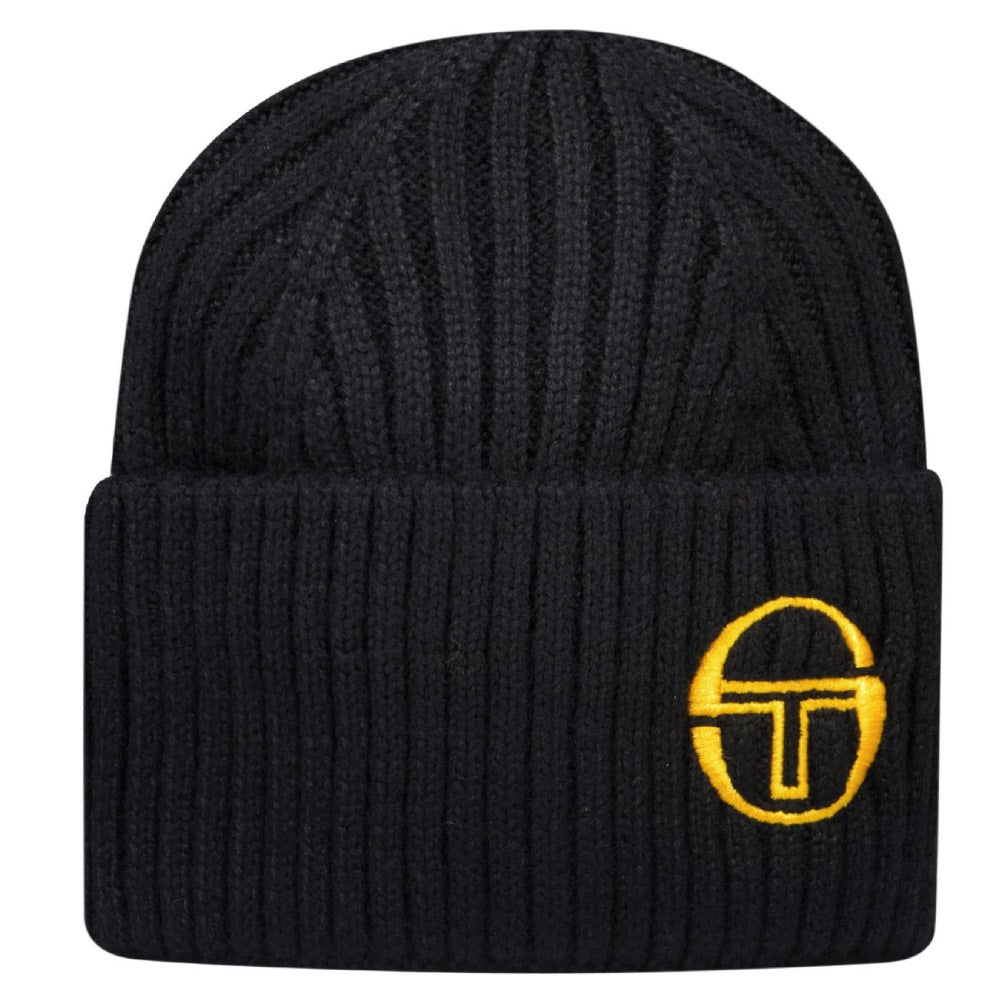 Sergio Tacchini Seppi Ribbed Turn Up Beanie Black / Old Gold