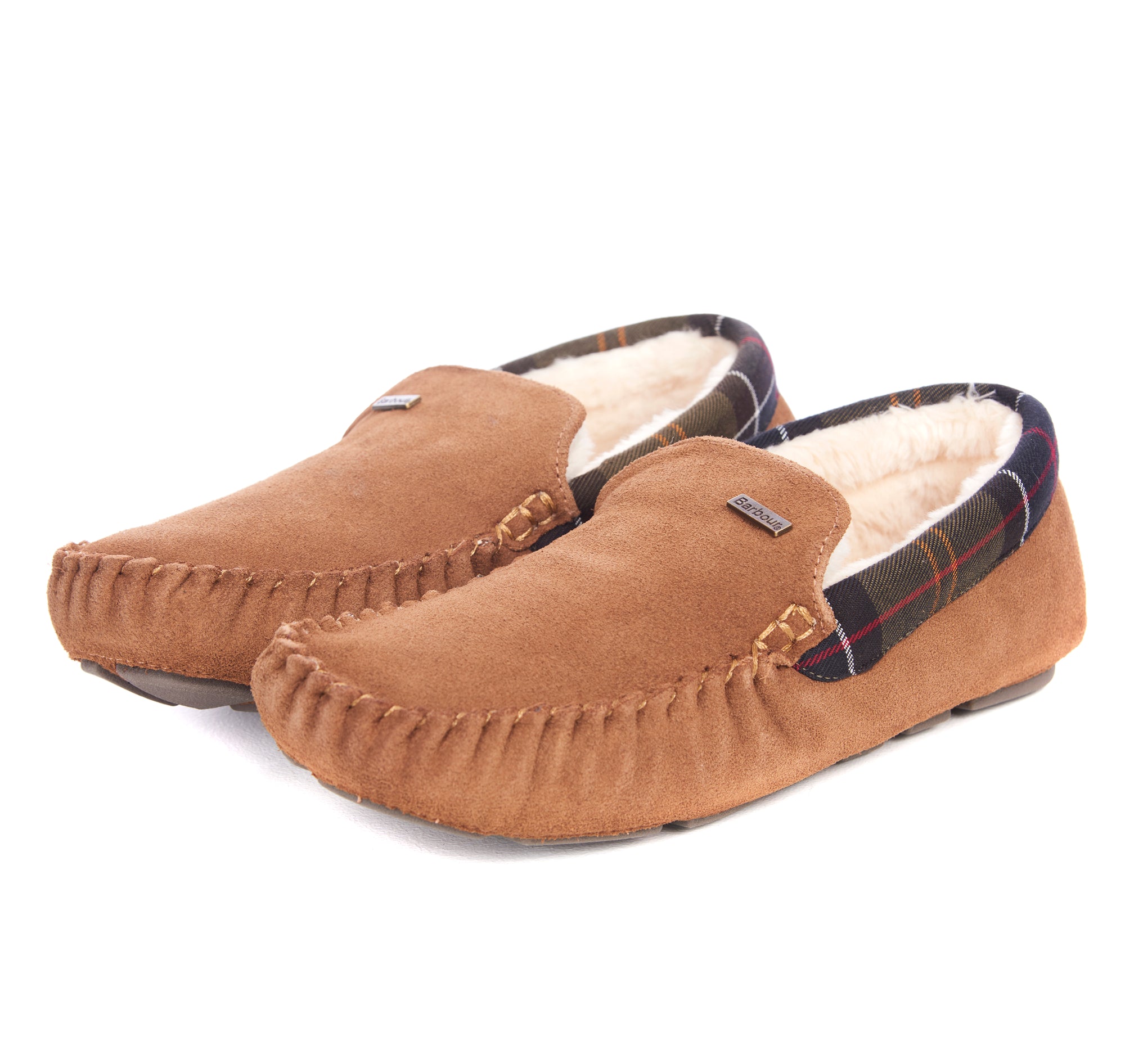 Barbour Monty Moccasin House Slippers Camel Suede