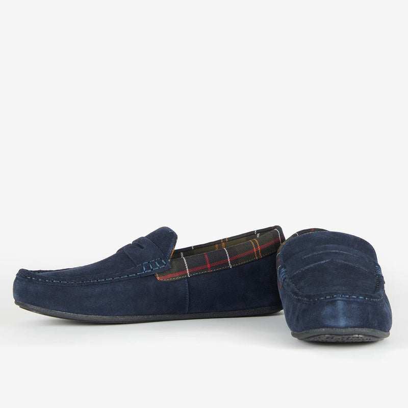 Barbour Mens Porterfield House Slippers Navy / Tartan