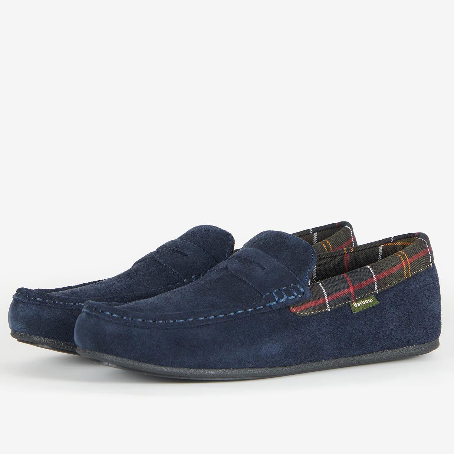 Barbour Mens Porterfield House Slippers Navy / Tartan