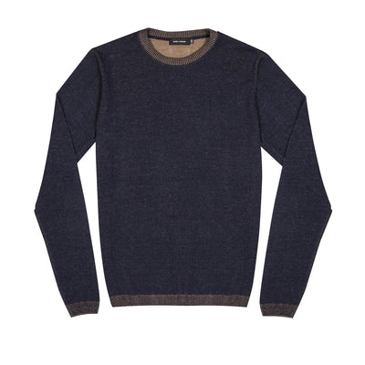 Guide London Two Tone Knitted Jumper Navy and Taupe