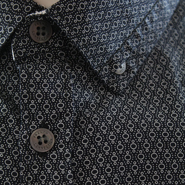 French Connection Micro Bubble Contrast Shirt Marine Blue