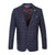 Guide London Italian Wool Overcheck Blazer Jacket Navy with Tan JK3294