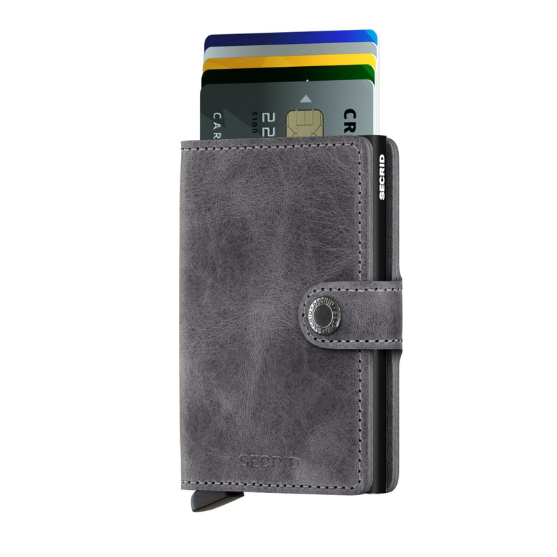 Secrid Miniwallet Vintage Grey Black Leather Wallet