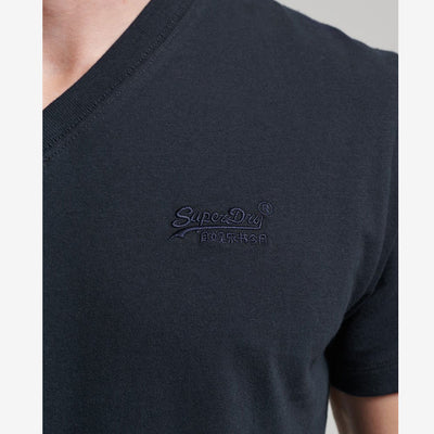 Superdry Vintage Logo Embroidered Vee T-Shirt Eclipse Navy