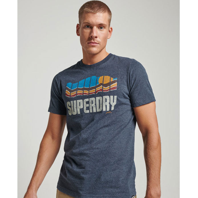 Superdry Vintage Great Outdoors Graphic Logo T-Shirt Indigo Marl