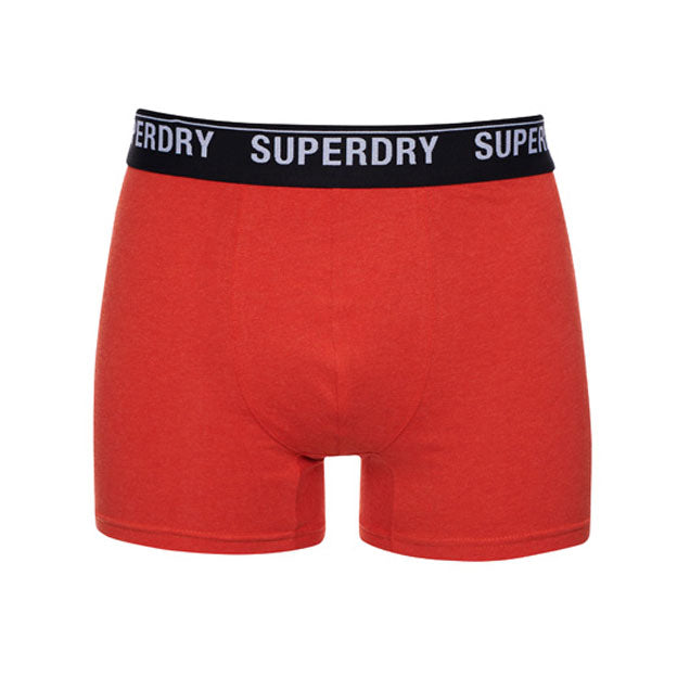 Superdry Organic Cotton Classic Boxer Multi Triple Pack Black, Havana Orange, Marl Grey