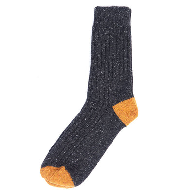 Barbour Houghton Sock Charcoal and Ochre