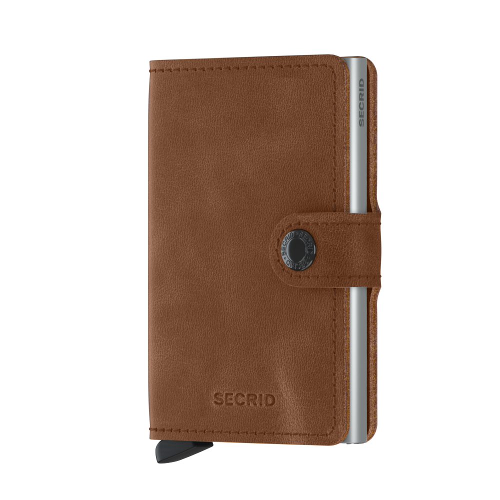 Secrid Miniwallet Vintage Cognac Silver Leather Wallet