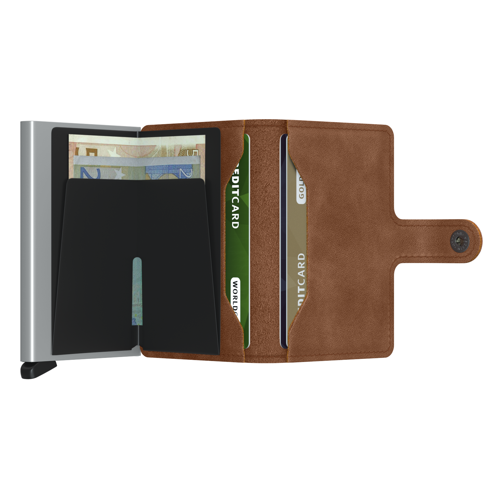 Secrid Miniwallet Vintage Cognac Silver Leather Wallet