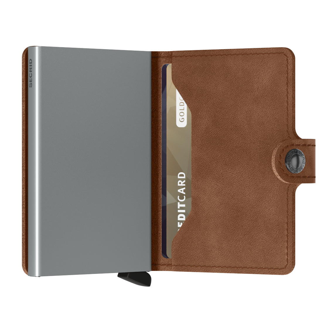 Secrid Miniwallet Vintage Cognac Silver Leather Wallet