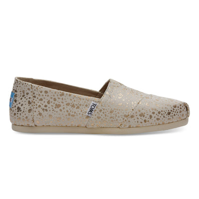 TOMS Womens Classics Gold Or Silver Foil Snow Spots Espadrilles