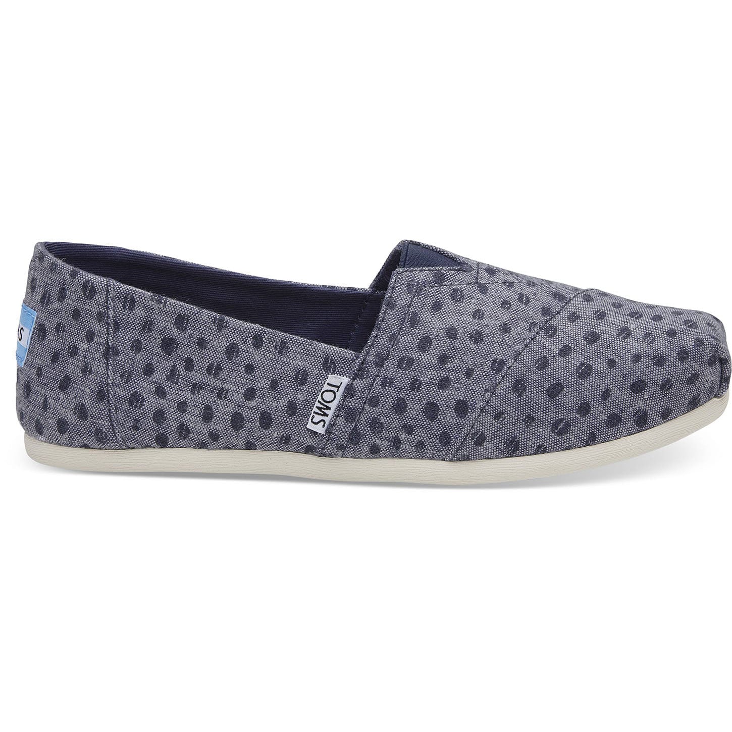 TOMS Womens Classics Navy Slub Chambray Dots Espadrilles Slip On