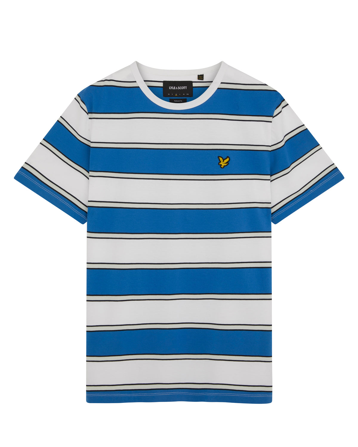Lyle & Scott Broad Stripe Tee Spring Blue and White