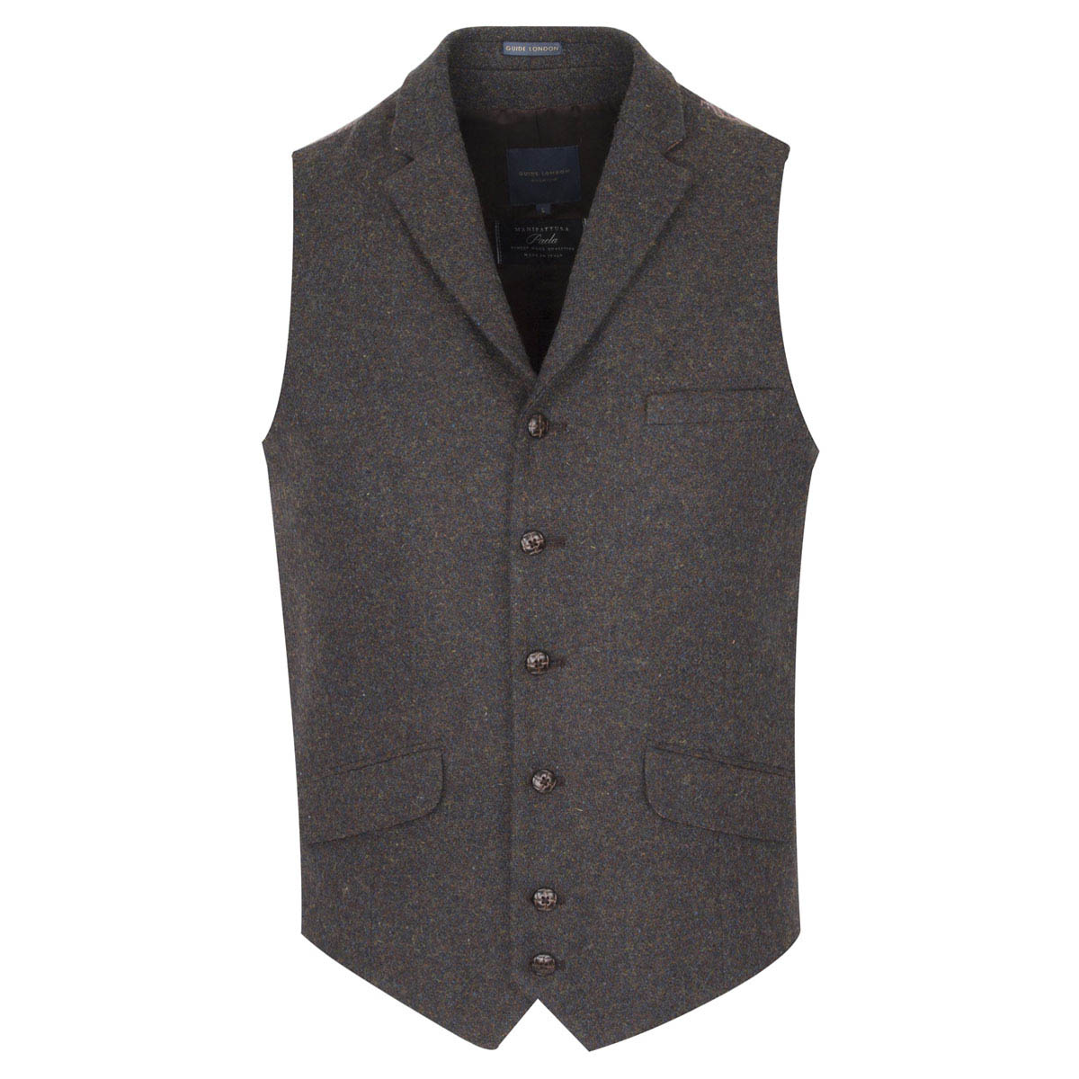 Guide London Italian Wool Waistcoat Brown Navy Mix WC3296