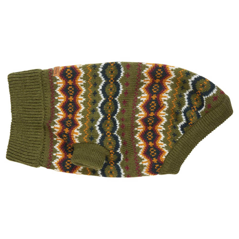 Barbour Case Fair Isle Dog Jumper Olive Medium
