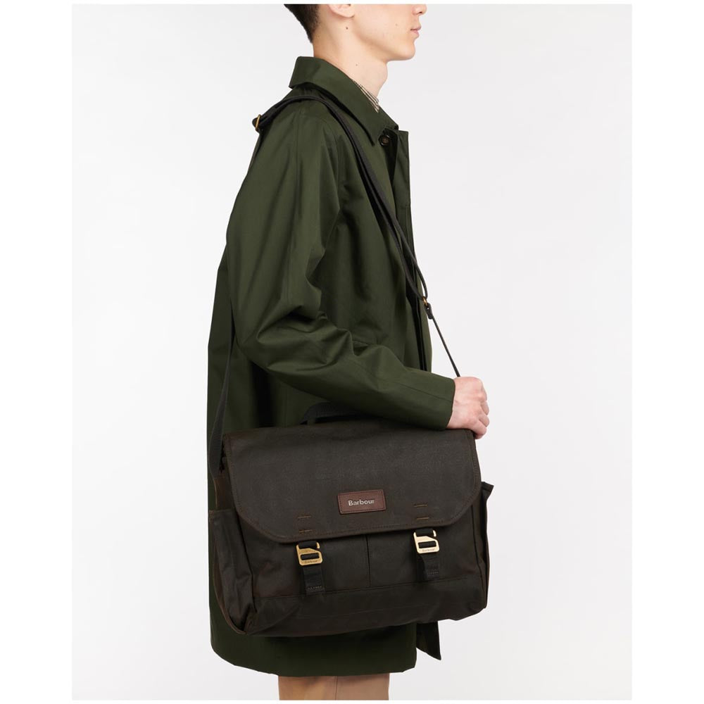 Barbour Essential Wax Messenger Bag Olive Green Smart Ass Menswear