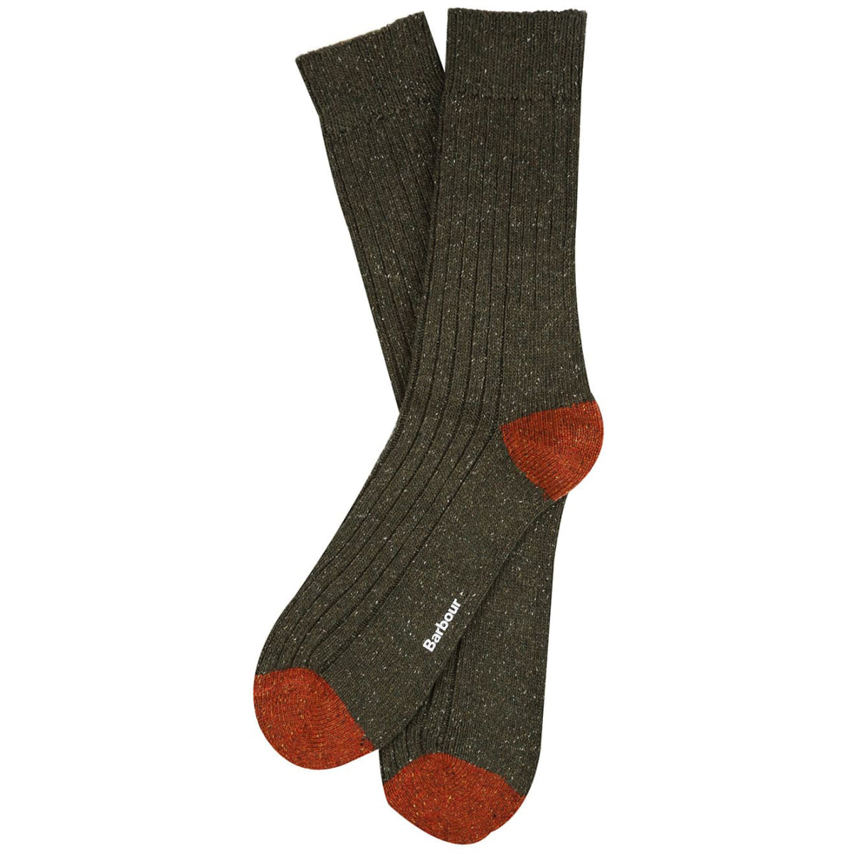 Barbour Houghton Sock Olive and Burnt Orange