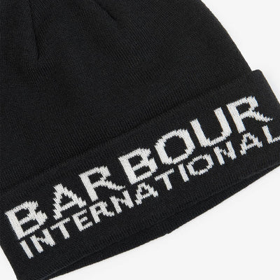 Barbour International Logo Jaquard Beanie Black / White