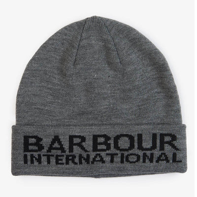 Barbour International Logo Jaquard Beanie Grey / Black