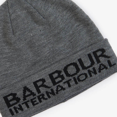 Barbour International Logo Jaquard Beanie Grey / Black