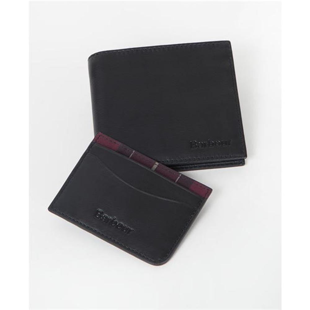 Barbour Men's Leather Wallet / Card Gift Set Black