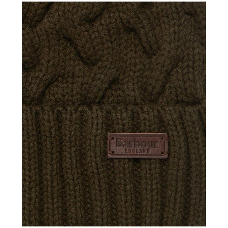 Barbour Gainford Cable Bobble Beanie Olive