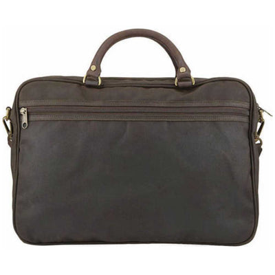 Barbour Wax Cotton and Leather Briefcase Olive
