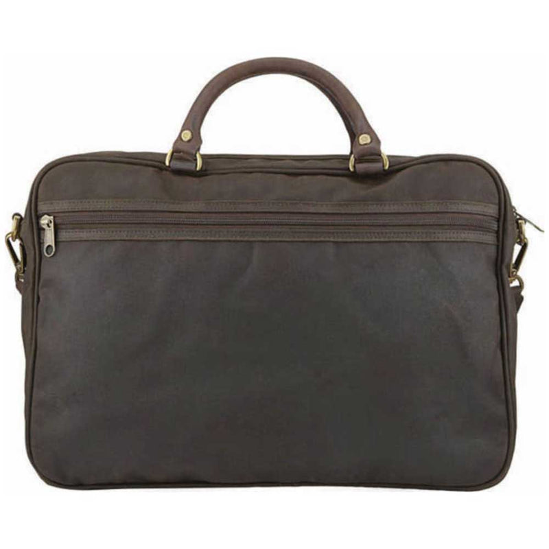 Barbour Wax Cotton and Leather Briefcase Olive
