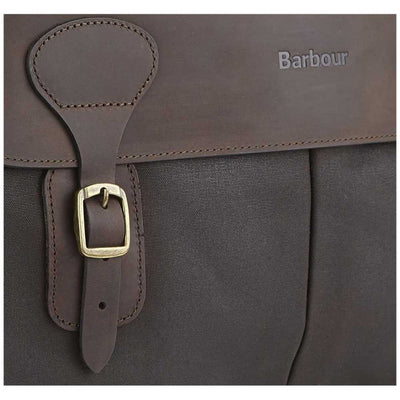 Barbour Wax Cotton and Leather Briefcase Olive