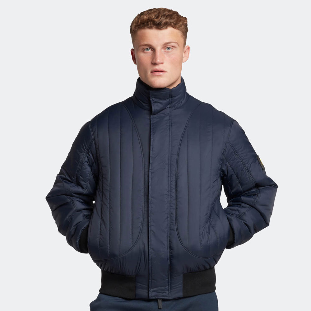 Lyle & Scott Men's Casuals Vertical Padded Bomber Jacket Dark Navy