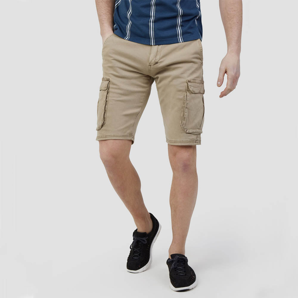 Mish Mash Mid Stretch Tden Cargo Shorts Stone