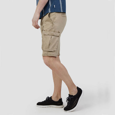 Mish Mash Mid Stretch Tden Cargo Shorts Stone