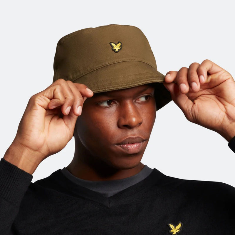 Lyle & Scott Cotton Twill Bucket Hat Olive