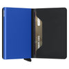 Secrid Miniwallet Matte Black and Blue Leather Wallet