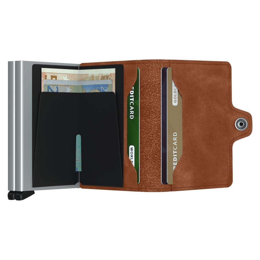 Secrid Twinwallet Vintage Cognac Silver Leather Wallet