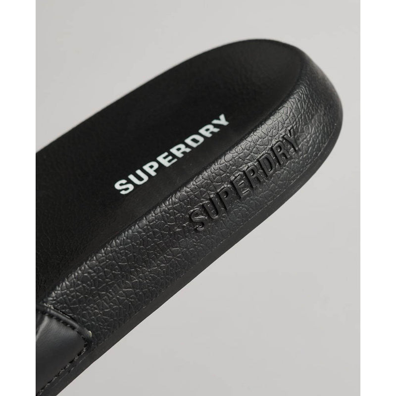 Superdry Mens Code Core Pool Sliders Optic Black Optic