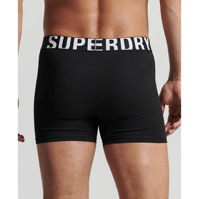 Superdry Duel Logo Double Pack Boxer Shorts Black / Black Optic