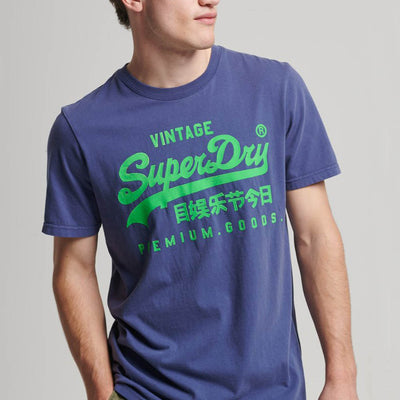 Superdry Vintage Logo Neon T-Shirt Frontier Blue