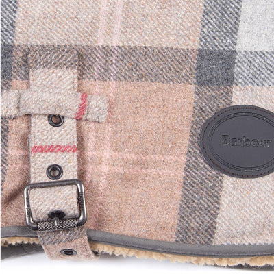 Barbour Wool Touch Dog Coat Classic Taupe Pink Tartan